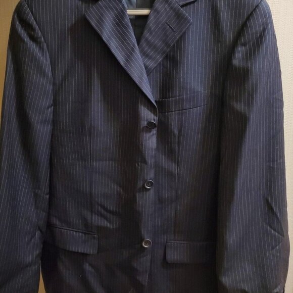 Ermenegildo Zegna Mens 2 piece striped Blue suit Wool Size 40 Jacket 35x30 Pants - Picture 1 of 10